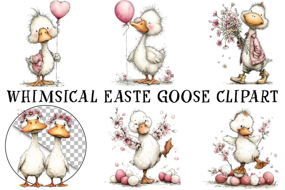 Whimsical Easter Goose Clipart, an Illustration by OK Design (Photo 2 of 6)