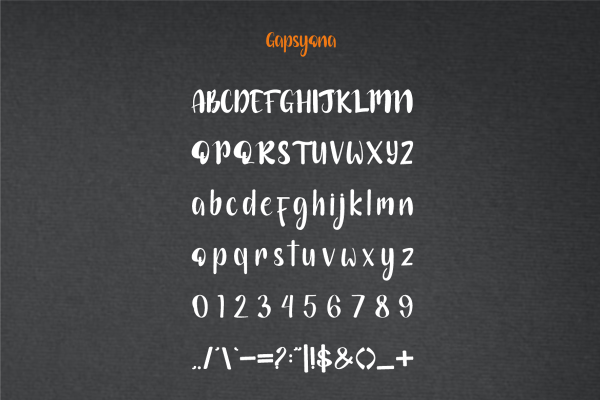 Gapsyona - Handwritten Font, a Handwritten Font by Iqsiart Studio (Photo 2 of 7)