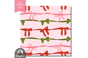 Christmas Bow Stripes Pattern