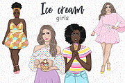Ice Cream Clipart | Vacation Girl, a Person Illustration by GlamArtZhanna (Thumbnail 1 of 5)