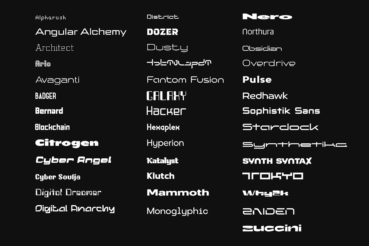 Futuristic Font Bundle - 93 Fonts!, a Sans Serif Font by HipFonts (Photo 2 of 13)