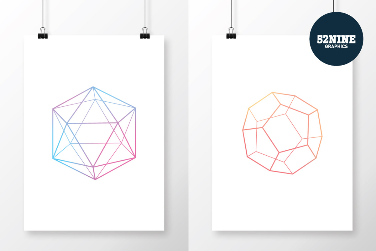 Polyhedral Vector Objects + Bonus!, an Object Graphic by 52NINE GRAPHICS (Photo 2 of 10)