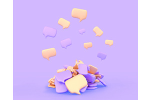 3D Pile Of Speech Bubbles Icons