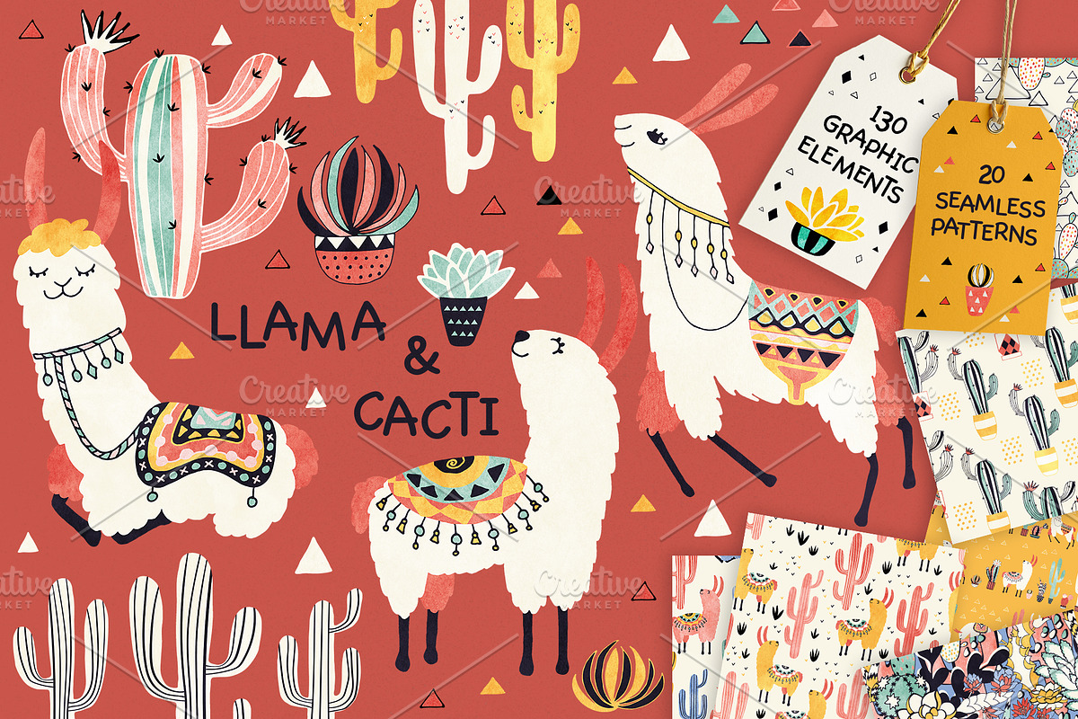 Llamas and Cacti, an Animal Illustration by Lidiebug (Photo 1 of 6)