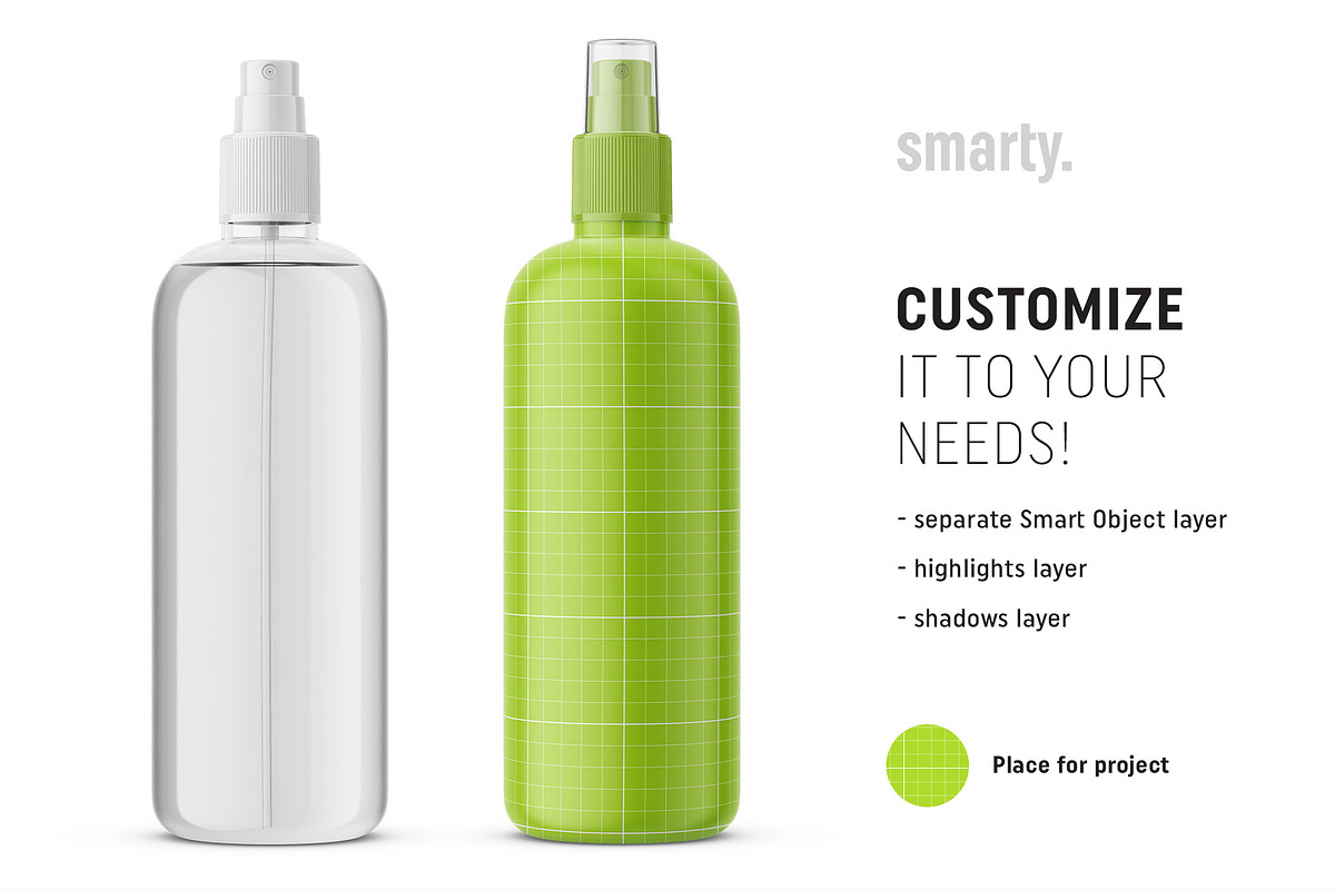 Transparent atomizer bottle mockup, a Pens & Pencil Mockup by Smarty Mockups (Photo 2 of 5)