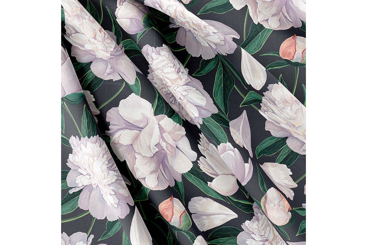 White Peonies Seamless Pattern, a Pattern Graphic by MarynaPetrovska (Photo 10 of 15)