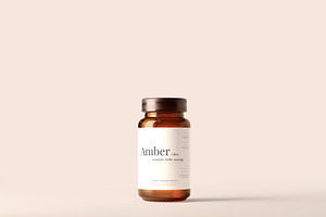 Amber Glass Jar / Bottle Mockups, a Cups & Container Mockup by pmvch