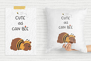 Cute bees, bears, flowers bundle, an Illustration by ann_etc (Thumbnail 5 of 12)
