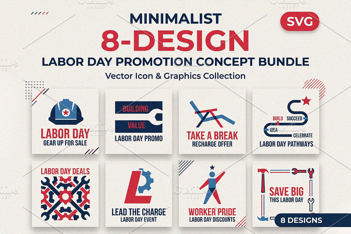 Labor Day Minimalist Promo Icon Set, an Object Graphic by NH graphic (Photo 1 of 3)