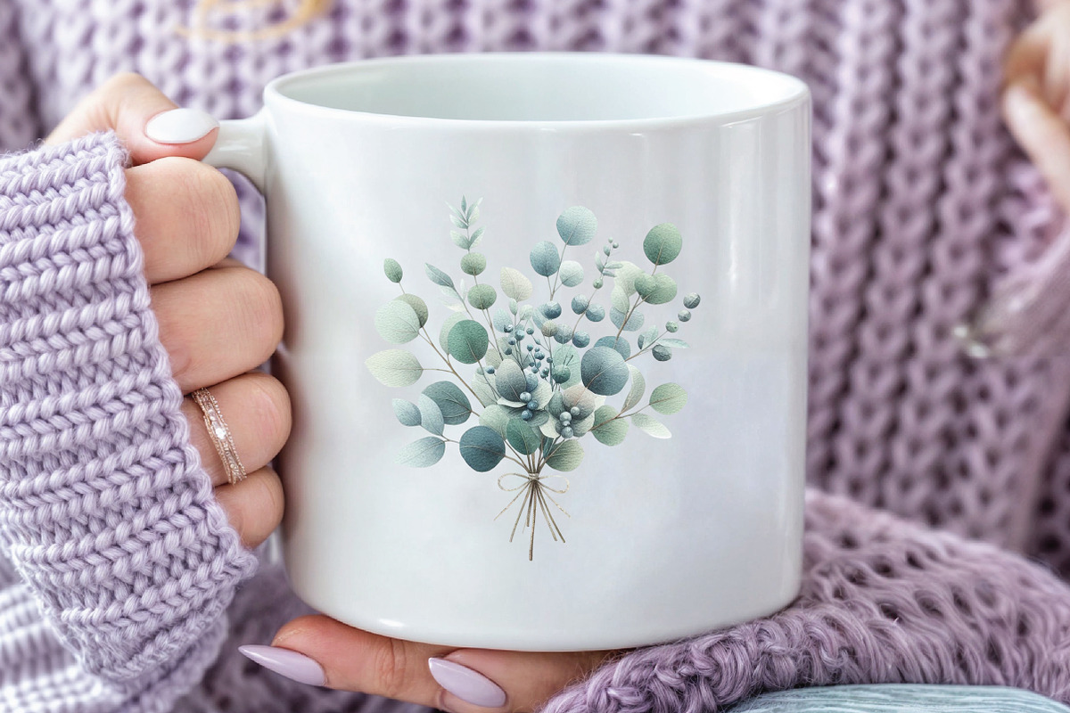 Watercolor Eucalyptus Clipart, an Illustration by CraftArtStudio (Photo 4 of 6)