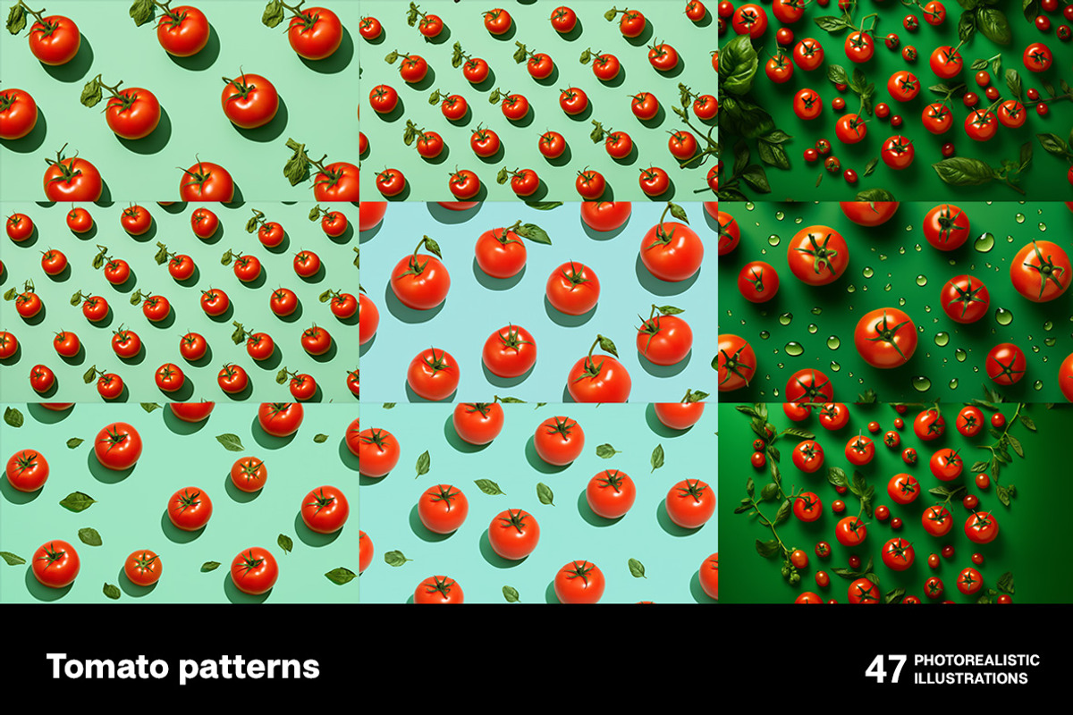 Tomato Patterns. 47 images, a Food Illustration by Handmadefont (Photo 8 of 11)