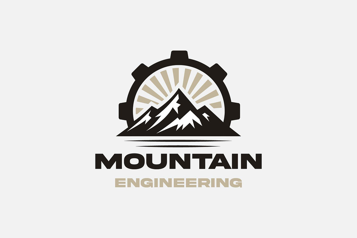 Gear cog wheel with mountain logo, a Branding & Logo Template by funpixel