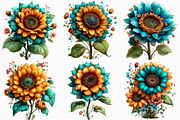 Whimsical Spring Sunflower Clipart, an Illustration by Craft Nest (Thumbnail 4 of 11)