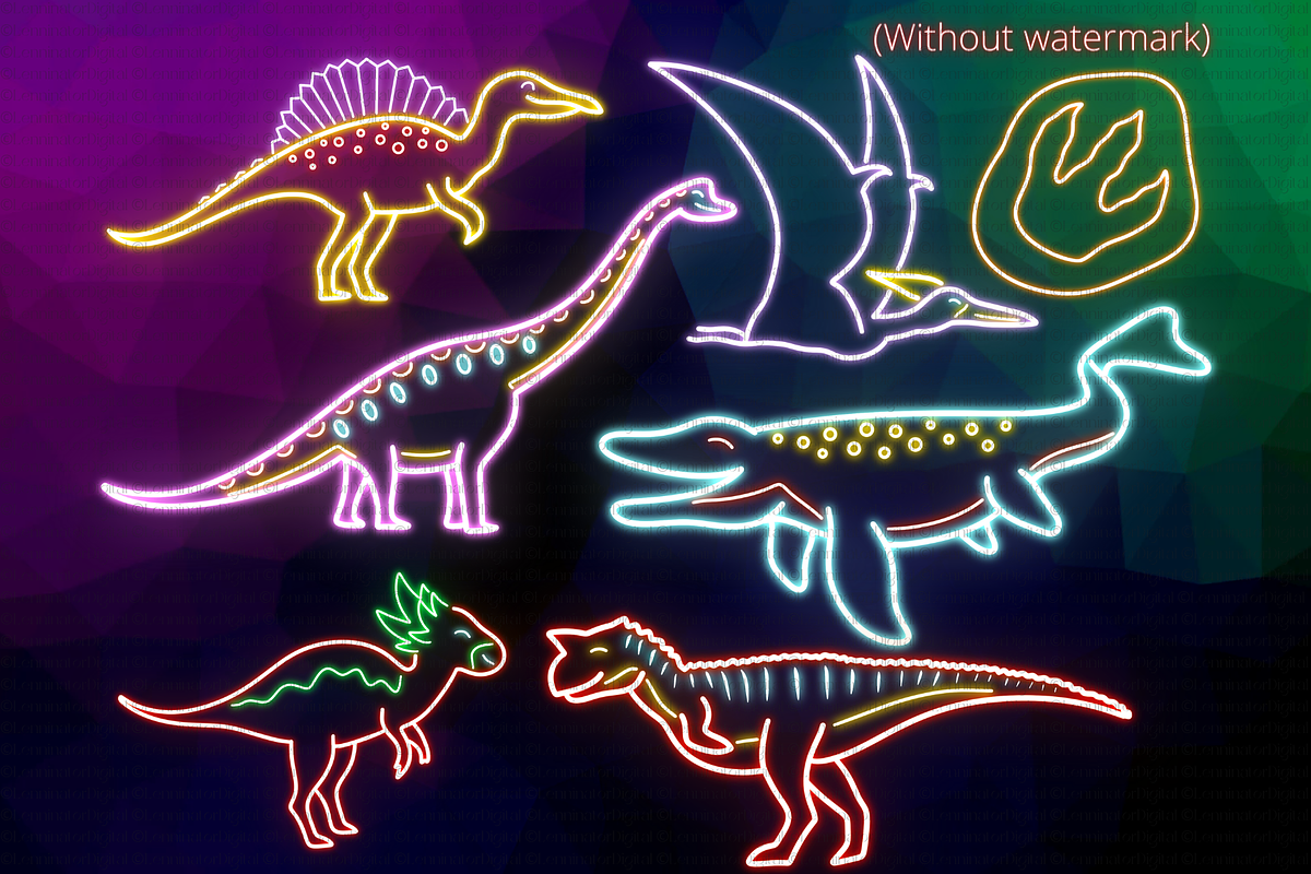 Neon Dinosaur PNG Clipart, an Education Illustration by Lenninator Digital (Photo 6 of 7)