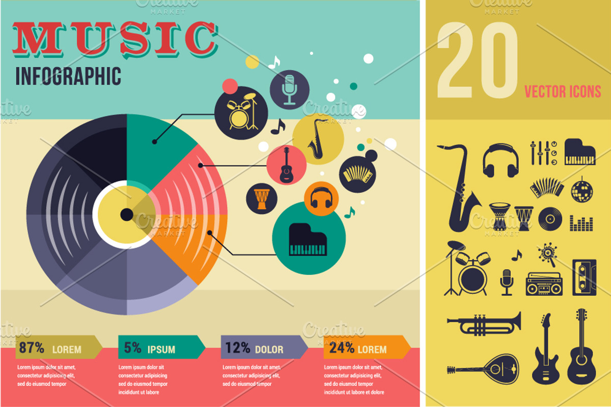 Music infographic, an Illustration by Marish (Photo 1 of 3)