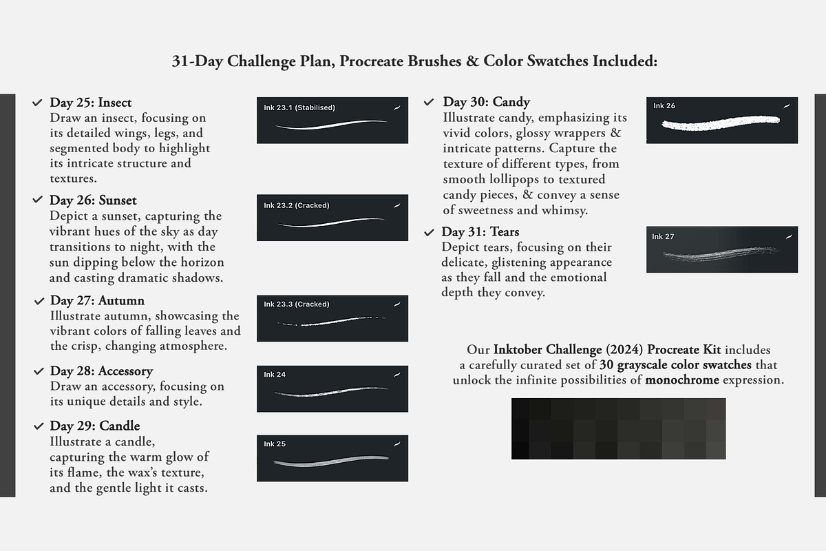 The Inktober Challenge Procreate Kit, a Brush Add-On by Digi Life (Photo 7 of 9)