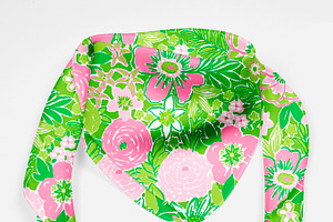 Preppy Pink And Green Floral Pattern