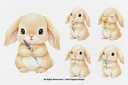 15 Bundle Watercolor Cute Rabbit Pet, an Animal Illustration by Morspective (Thumbnail 5 of 8)
