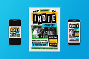 White Grunge Indie Concert Flyer Set, a Flyer Template by Aiyari Graphic (Thumbnail 1 of 3)