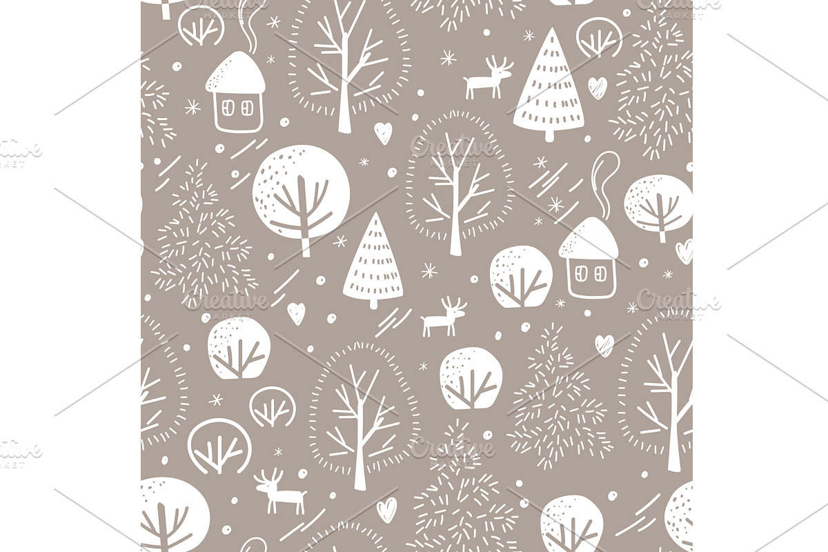 Seamless pattern with icy wood, an Illustration by Toltemara