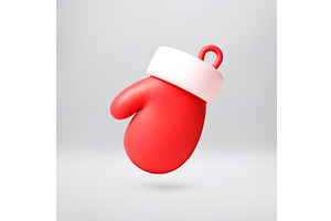 Red christmas winter mitten, an Object Illustration by Abscent