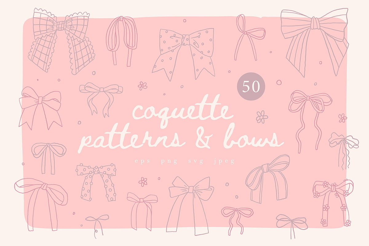 Сoquette patterns & bows, a Pattern Graphic by Cute vector (Photo 1 of 7)