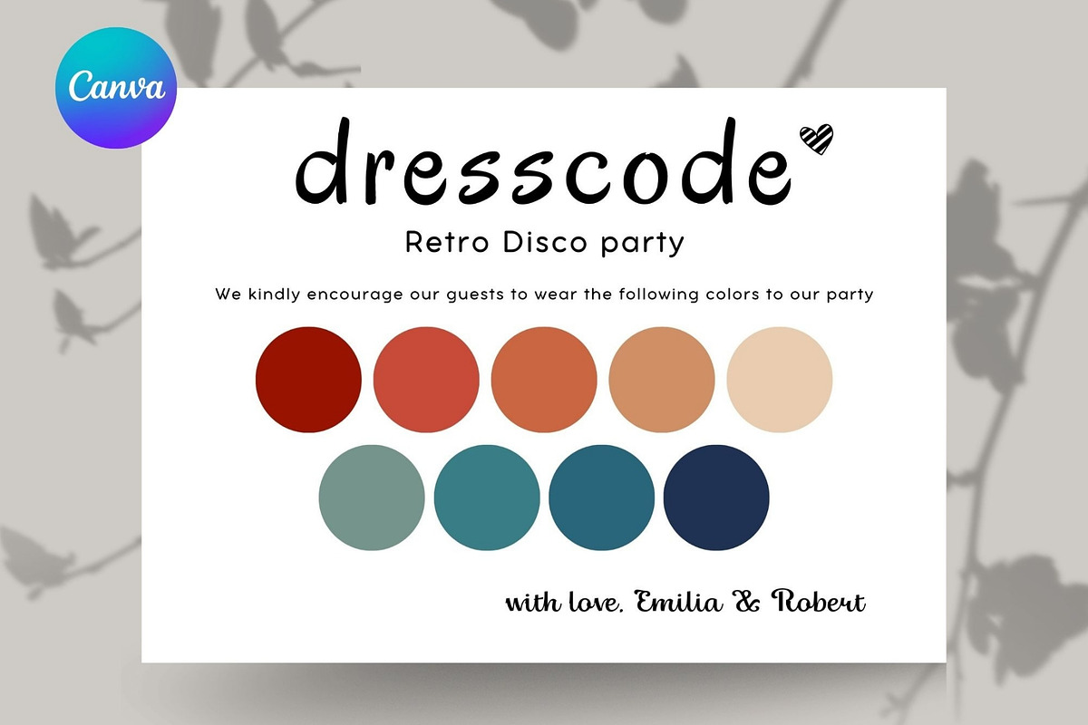 Disco Retro party dresscode card, a Card Template by EvaTemplates (Photo 1 of 5)