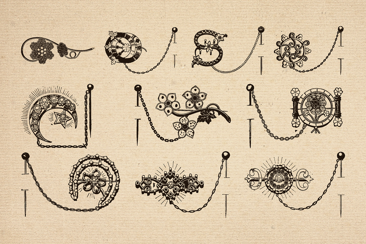 80+ Vintage Illustrations - Brooches, an Illustration by Meglenov (Photo 3 of 8)