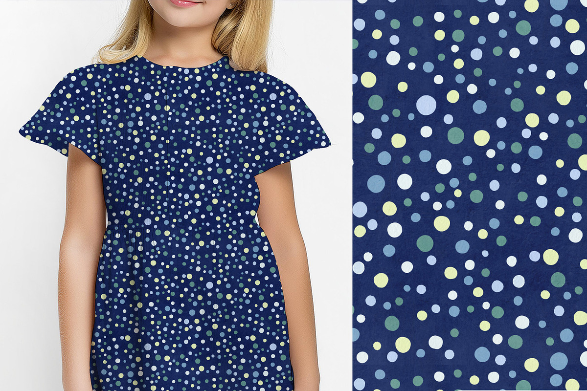 Deep blue polka dots pattern, a Decorative Illustration by DigitalArsiart (Photo 5 of 6)