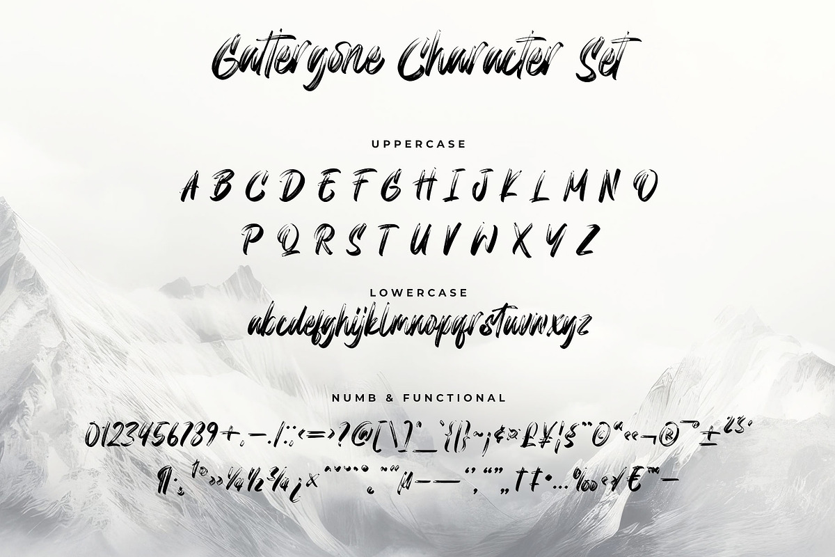 Gattergone Rough Brush Font, a Handwritten Font by RantautypeStudio (Photo 15 of 15)
