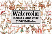 Reindeer & Bunny Winter, an Illustration by Design Market (Thumbnail 1 of 3)