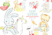 Summer beach pool animals clipart, an Animal Illustration by Magic Story Studio (Thumbnail 1 of 4)