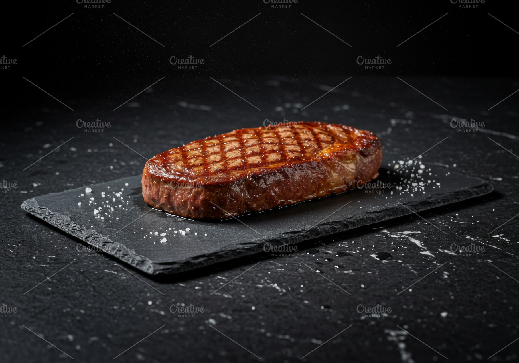 Grilled steak with sear marks served, a Food & Drink Photo by professorinc