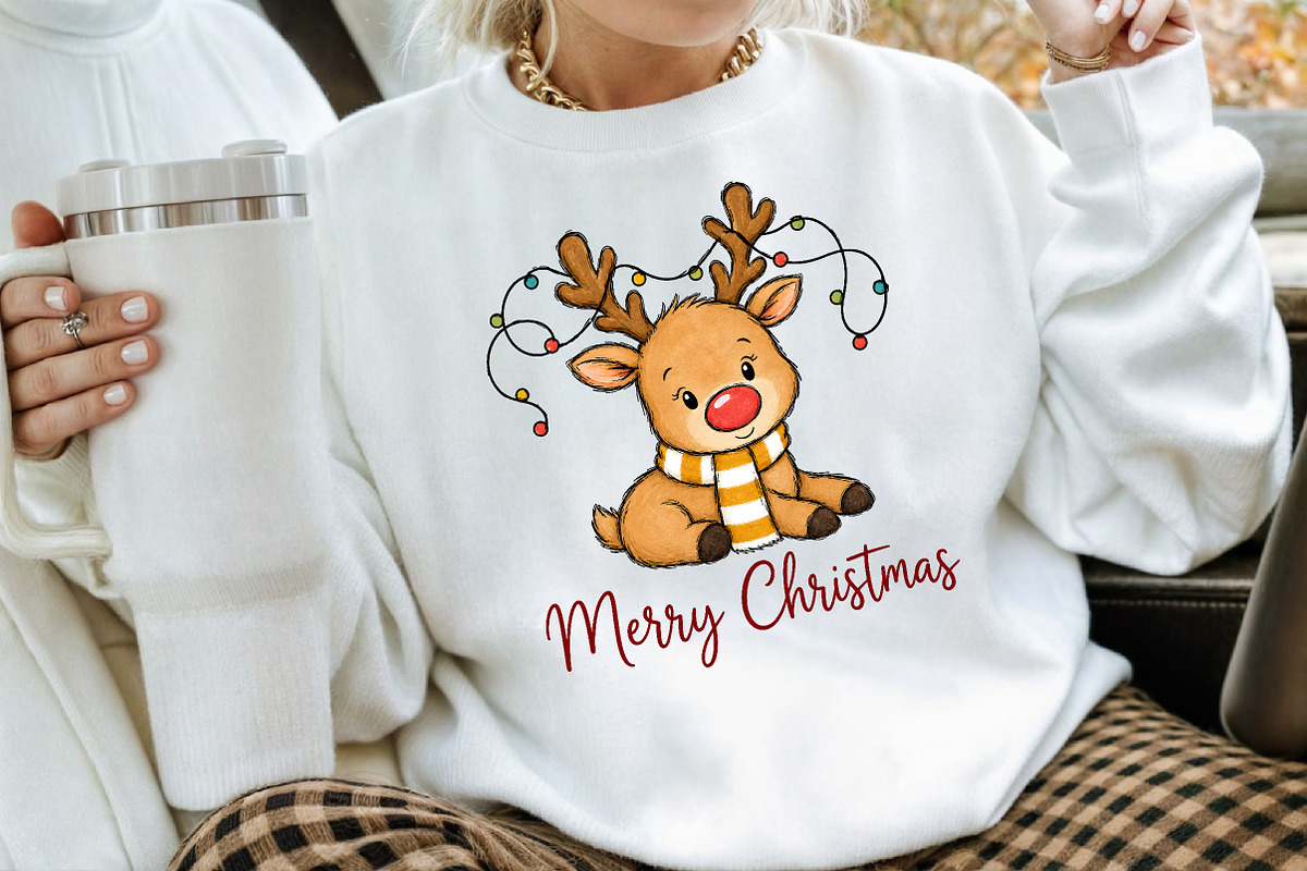 Cute Baby Reindeer Merry Christmas, a Seasonal Illustration by Creative Art (Photo 3 of 3)