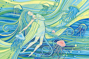 Mermaid and jellyfish