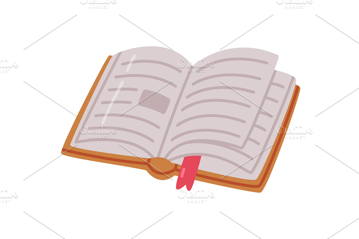 Opened book with bookmark. School, an Education Illustration by TopVectors