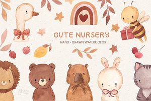CUTE NURSERY. Watercolor clipart