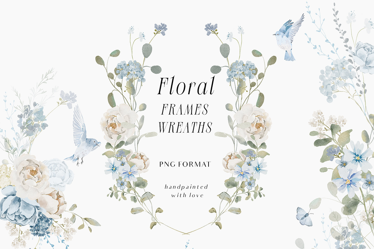 Watercolor Blue White flowers, a Decorative Illustration by Grace Noboa Illustrations (Photo 2 of 14)