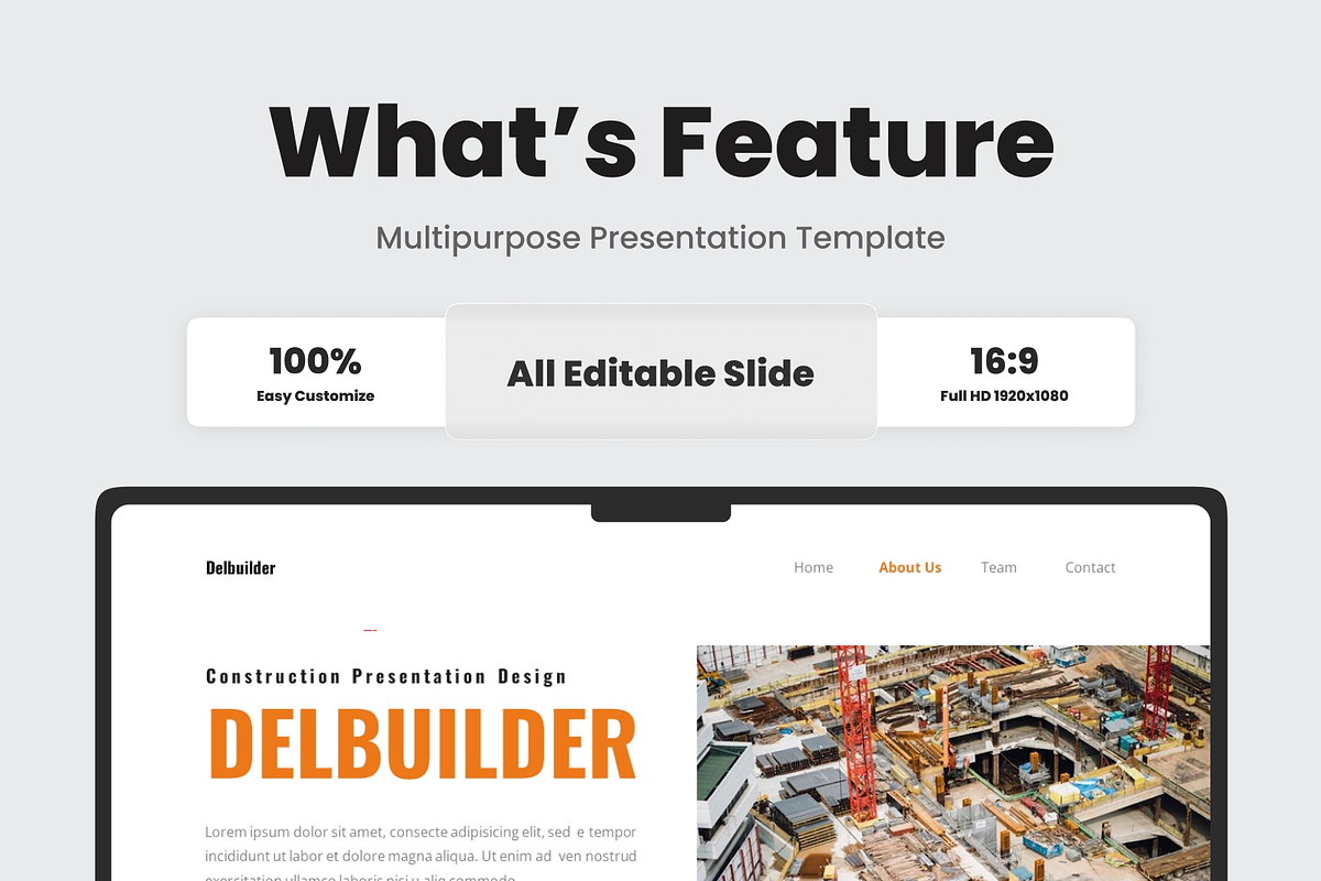Delbuilder Construction Google Slide, a Presentation Template by SquidPixey (Photo 2 of 6)