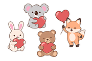 Cute kawaii animals holding hearts, an Animal Illustration by Cmeree (Thumbnail 3 of 3)