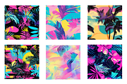 Tropical 80s Retrowave Digital Paper, a Pattern Graphic by Chromolume Studio (Thumbnail 3 of 15)