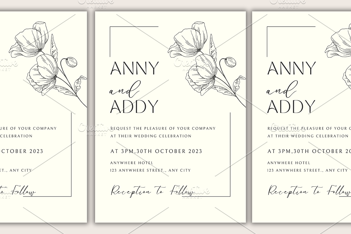 Minimalist Wedding Invitation Suite!, a Print Template by TheSimplySereneShop (Photo 2 of 5)