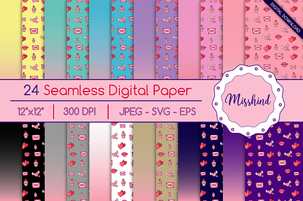 24 Love Seamless Pattern