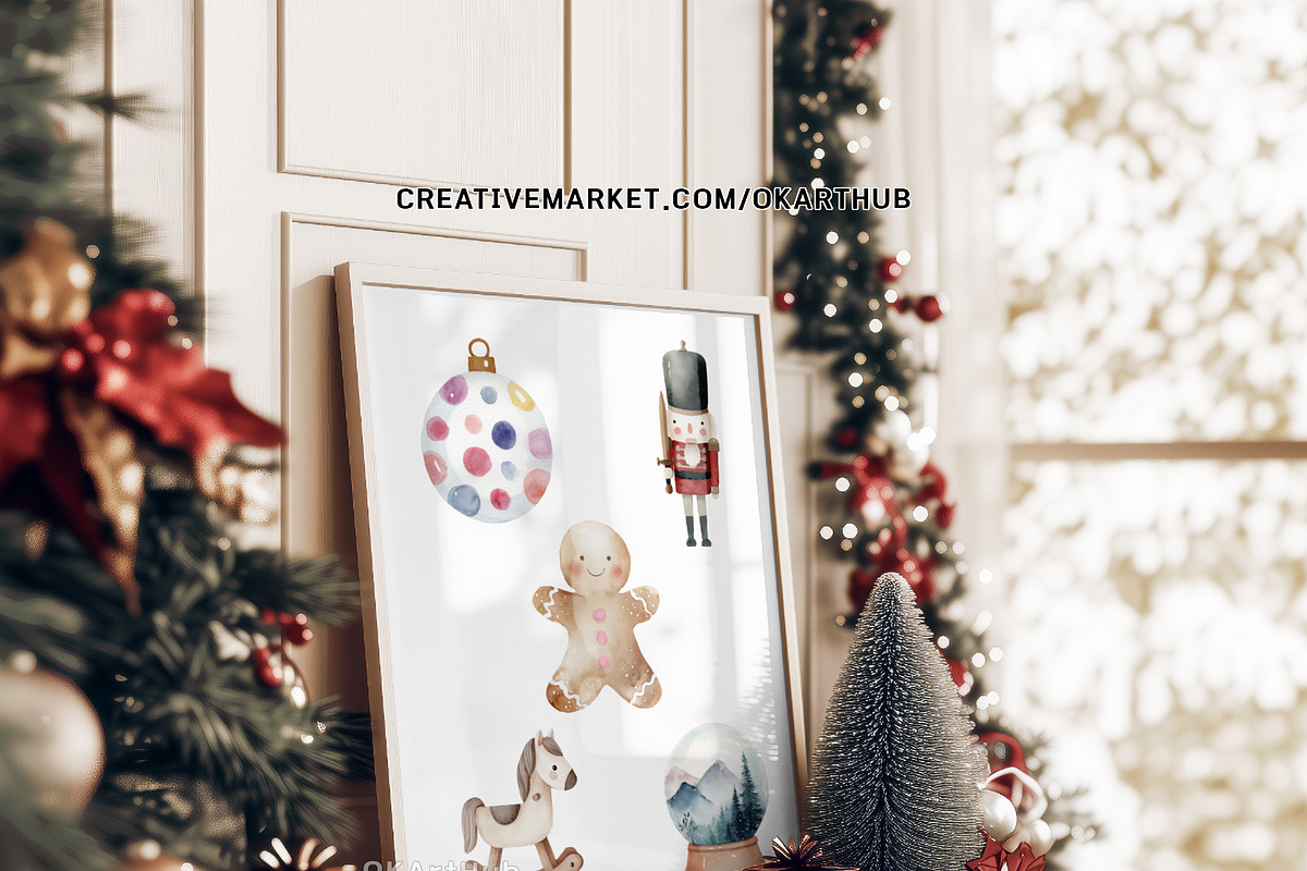 Watercolor Christmas – Santa, Elves, a Seasonal Illustration by OKArtHub (Photo 12 of 12)