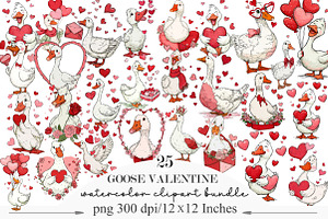 Goose Valentine Clipart Sublimation, an Illustration by Designking