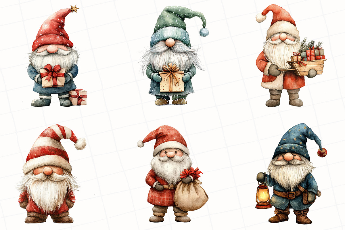 Christmas Gnome Clipart, an Illustration by OK Design (Photo 4 of 5)