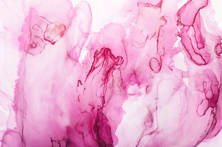 Watercolor alcohol ink swirls. Transparent waves and swirls in magenta colors., an Abstract Photo by colnihko