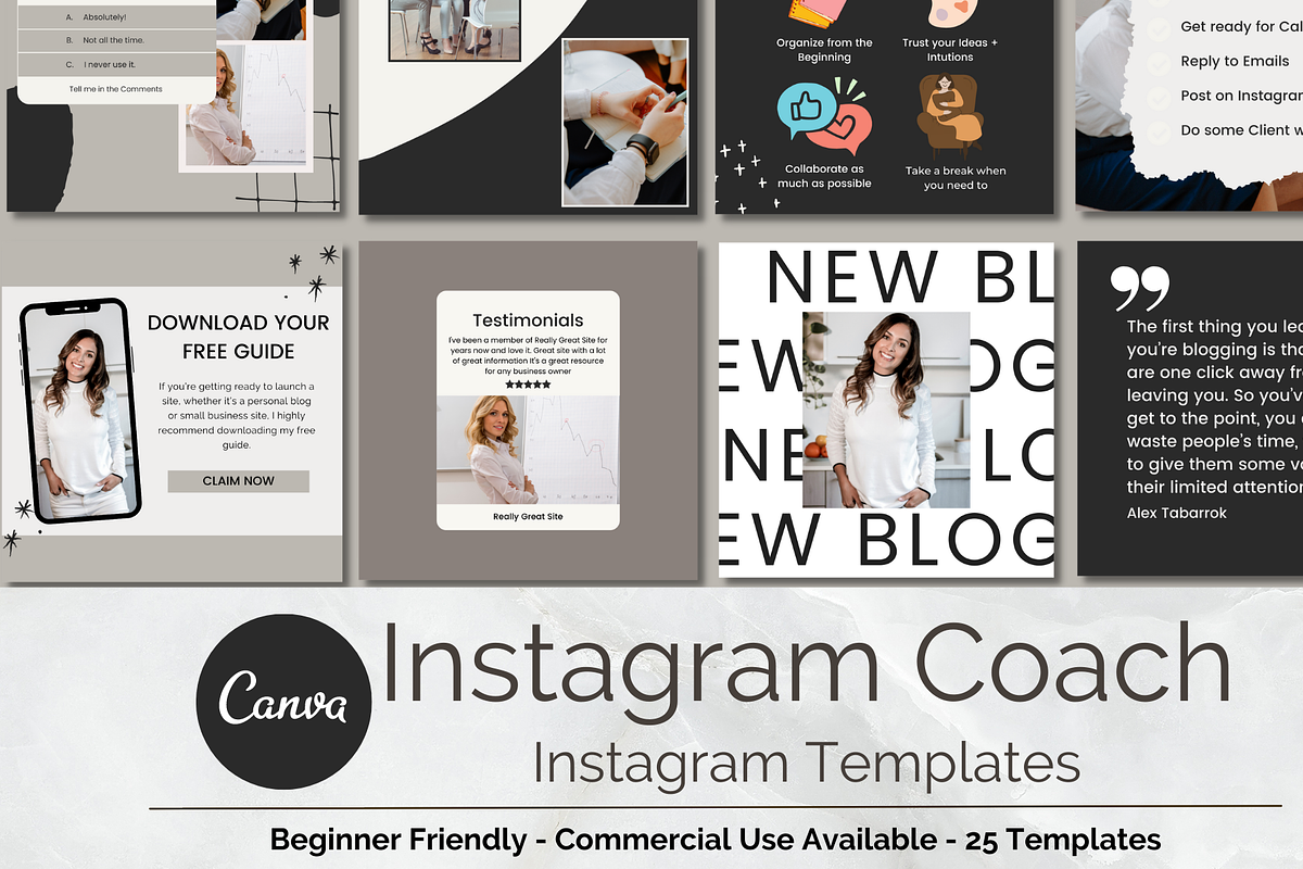 Grey Instagram Template for Coaches, a Social Media Template by Social Assumptions (Photo 1 of 7)