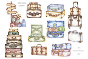 Watercolor Suitcases Collection, an Object Illustration by MayaNavits (Thumbnail 3 of 6)