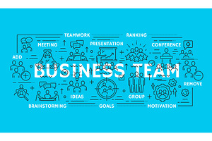 Business team line icons, a Finance Illustration by Vector Tradition